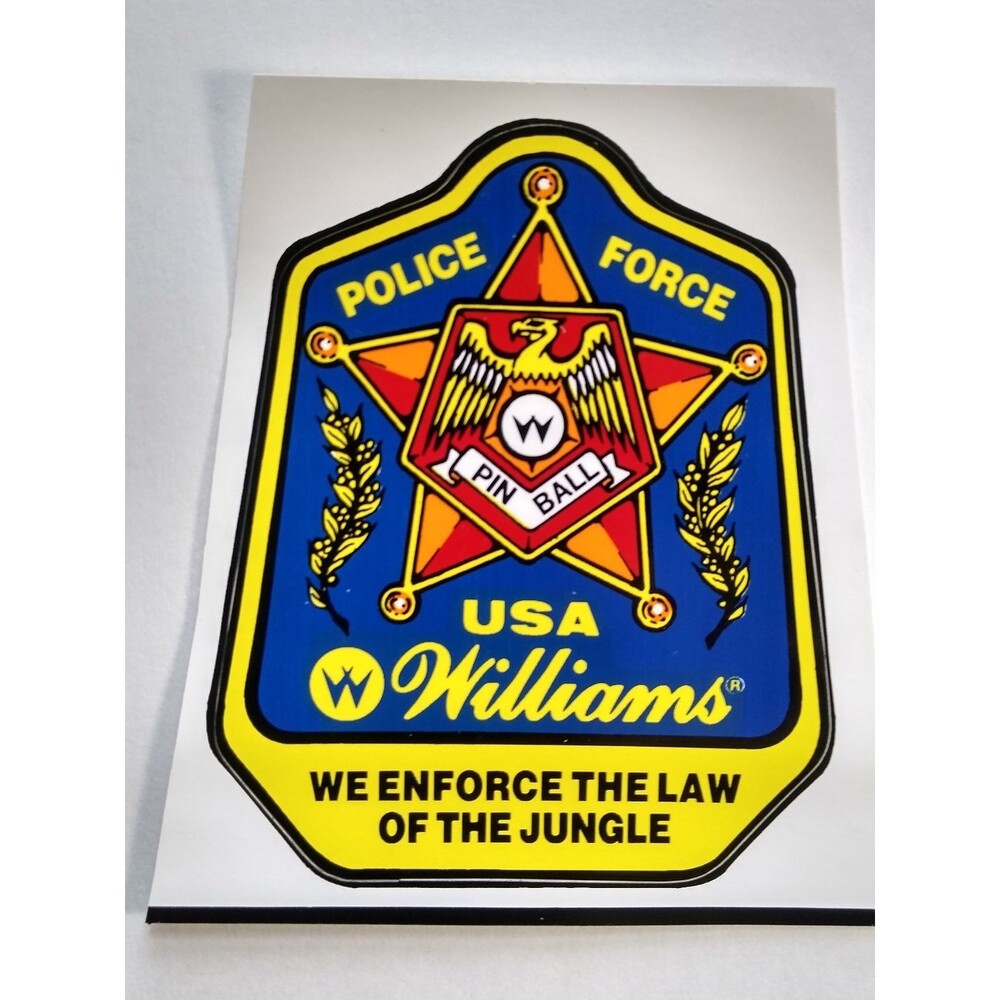 Williams Police Force Pinball Sticker Decal USA Arcade Memorabilia Original
